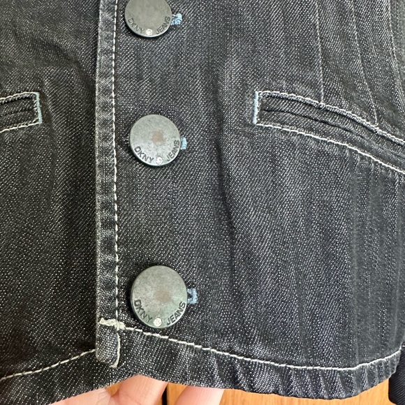 DKNY 00s Denim Cotton Blazer Jacket - Picture 9 of 12